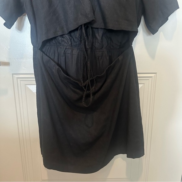 NWT Abercrombie & Fitch Linen Cut Out Wrap Dress Black Size Large - Picture 3 of 7